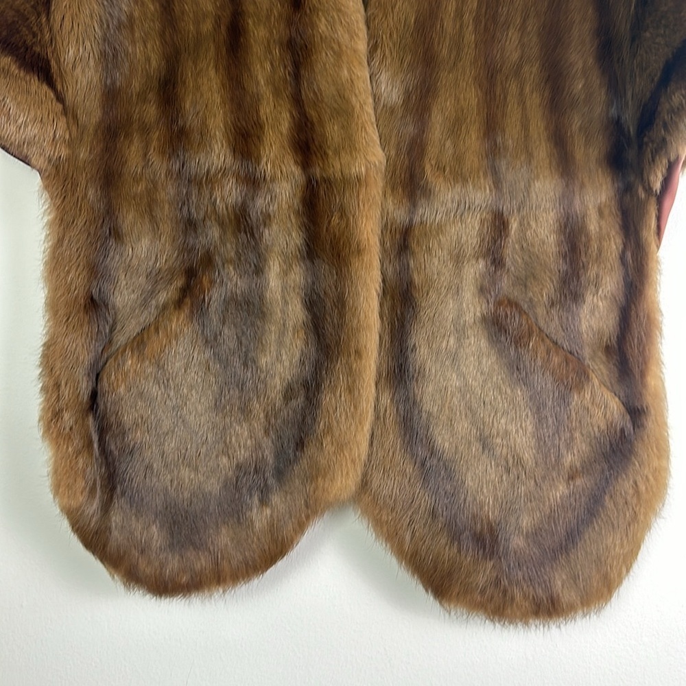 Vintage Mink Stole Pockets Brown Original Owner Shawl Luxury Statement Piece - Picture 5 of 16